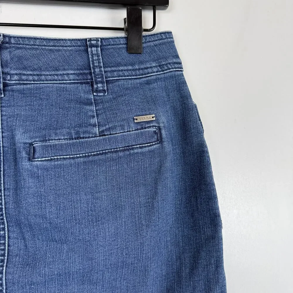 Prana Womens Button Front Denim Skirt Mini Blue - 4